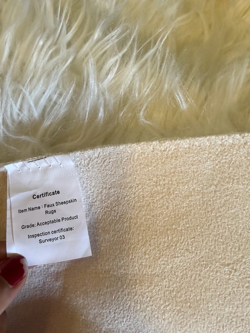 Faux Sheepskin Area Rug - Cream - Picture 4 of 6